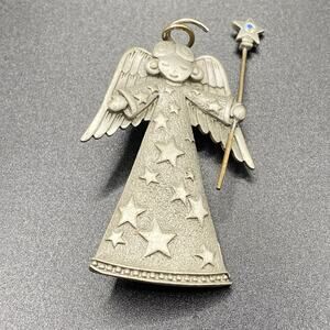 Vintage JJ Signed Fairy Godmother Rhinestone Brooch Pin Angel Wand Jonette